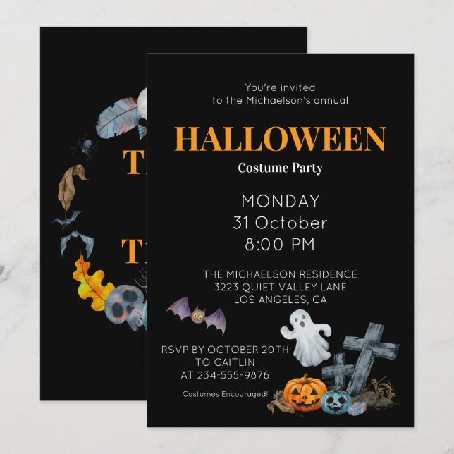 Happy Halloween Costume Party Invitation (Front/Back)