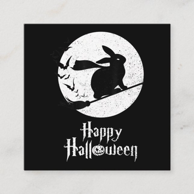 Happy Halloween Costume Witch Rabbit Lover Gift Square Business Card (Front)