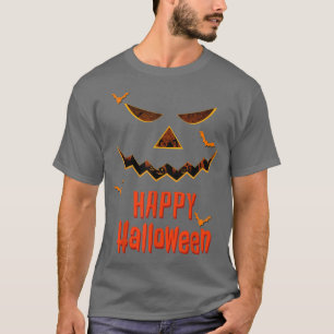 Happy Halloween Costume With Pumpkin Face & Bats 4 T-Shirt