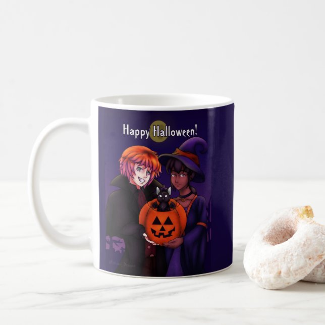 Happy Halloween Costumes Coffee Mug (With Donut)