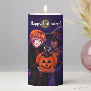 Happy Halloween Costumes Pillar Candle