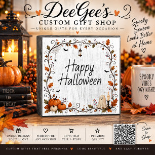 Happy Halloween Cottagecore Autumn Wooden Box Sign