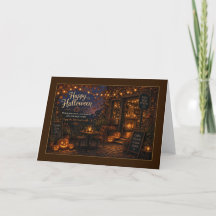 Happy Halloween Cozy Coffee Shop Card