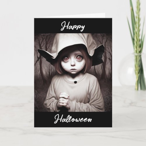 Happy Halloween  Creepy Child in Weird Costume Card