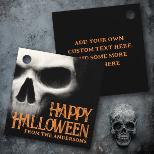 Happy Halloween creepy ghost skull black orange Favor Tags