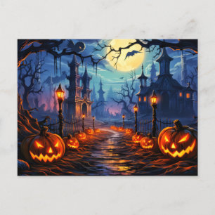Happy Halloween   Creepy Haunted Dwellings Postcard