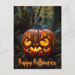 Happy Halloween Creepy Jack o Lantern Pumpkins Postcard
