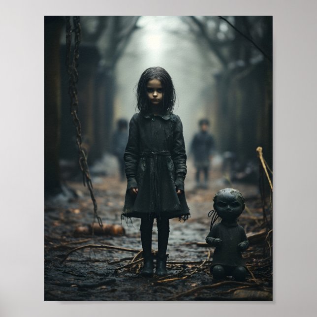 Happy Halloween Creepy Little Child Face  Poster (Front)
