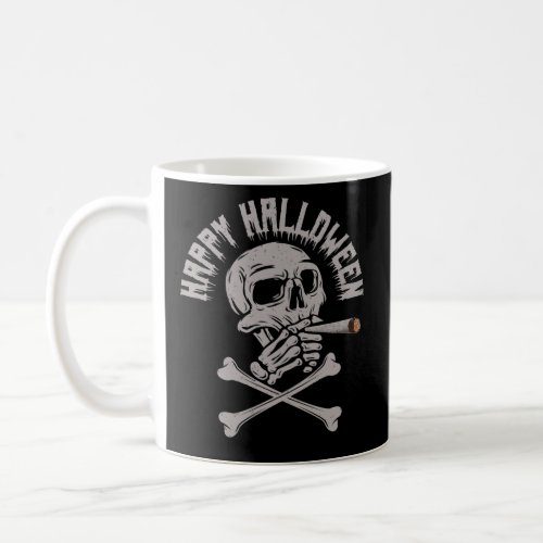 Happy Halloween Creepy Skull Smoking Cigarette Coffee Mug