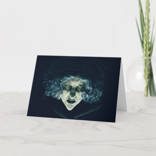 Happy Halloween Creepy Witch Photograph Holiday Card