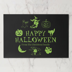 Happy Halloween custom green black placemats