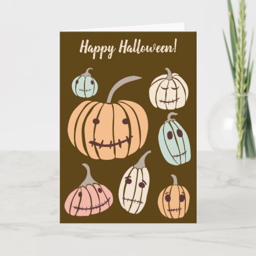 Happy Halloween Custom Message Pastel Pumpkins Card