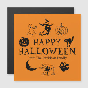 Happy Halloween custom name black & orange magnet