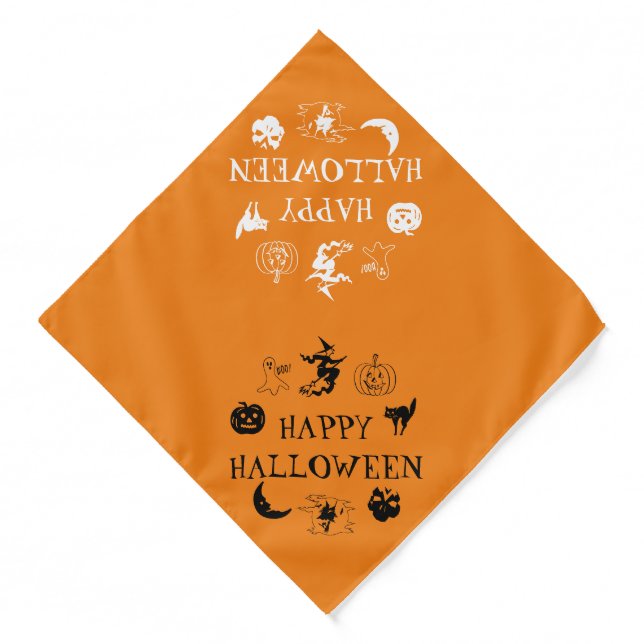Happy Halloween custom name black orange spooky  Bandana (Front)