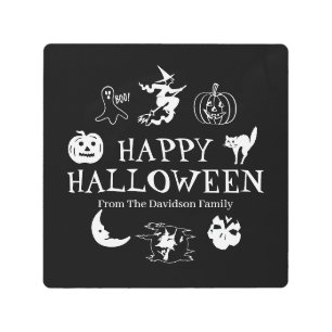 Happy Halloween custom name black spooky decor