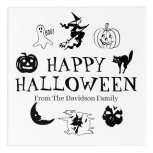Happy Halloween custom name black spooky decor