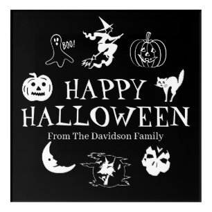 Happy Halloween custom name black spooky decor
