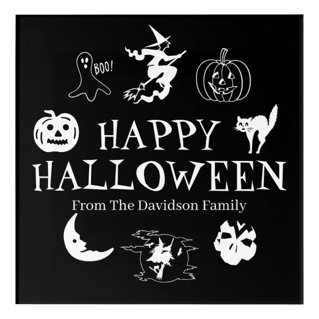 Happy Halloween custom name black spooky decor (Front)