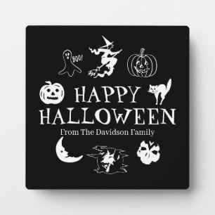 Happy Halloween custom name black spooky decor Plaque