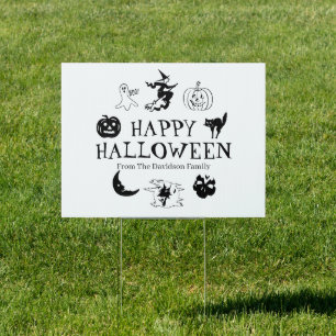 Happy Halloween custom name black spooky decor Sign