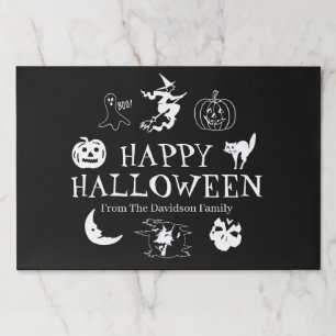 Happy Halloween custom name black spooky placemats