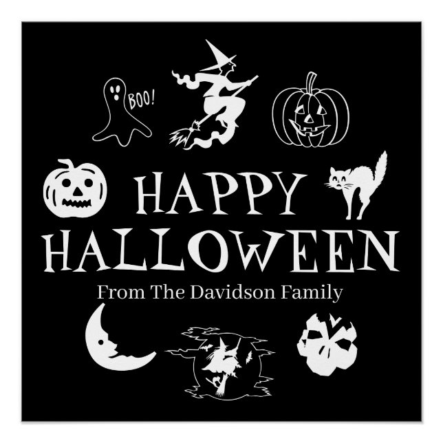 Happy Halloween custom name black spooky Poster (Front)