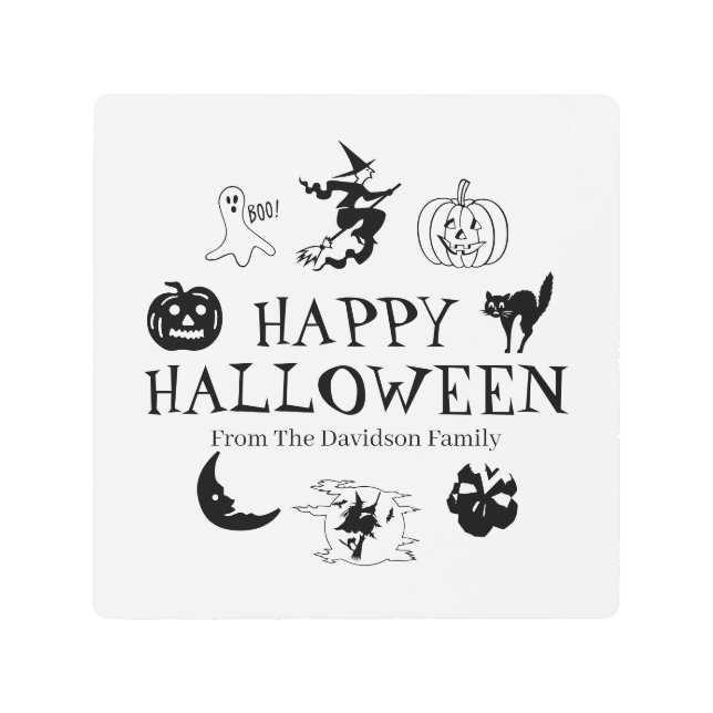 Happy Halloween custom name black white decor (Front)
