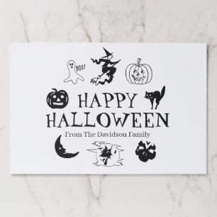 Happy Halloween custom name black white placemats