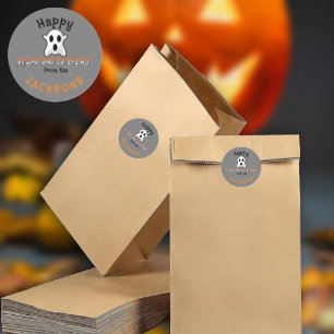 Happy Halloween Custom Name Classic Round Sticker