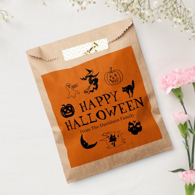 Happy Halloween custom name gift treat  Favor Bag (Sealed)
