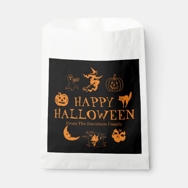 Happy Halloween custom name gift treat Favor Bag (Front)