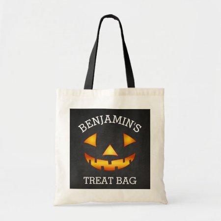 Happy Halloween Custom Name Jack-o-lantern Treat Tote Bag