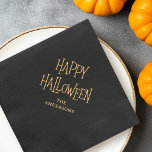 Happy Halloween custom name or text Foil Napkins<br><div class="desc">Halloween real foil napkins featuring the text: "Happy Halloween" with your name or other custom text below.</div>