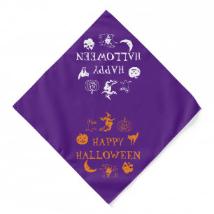 Happy Halloween custom name purple orange spooky Bandana