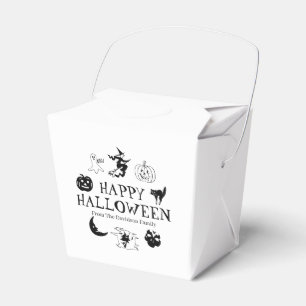 Happy Halloween custom name treat black white Favor Boxes