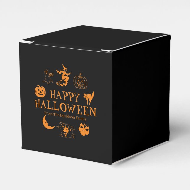Happy Halloween custom name treat spooky Favor Boxes (Front Side)