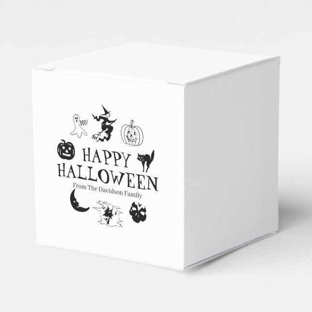 Happy Halloween custom name treat spooky Favor Boxes (Front Side)