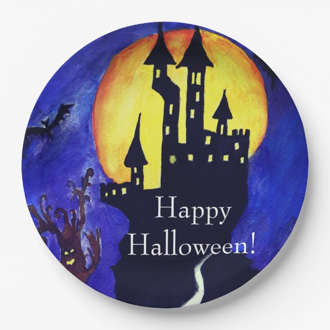 Happy Halloween  Custom Paper Plates 9 in (Front)