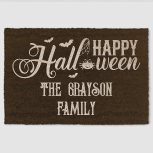 Happy Halloween Custom Spooky Decor Fiber Doormat