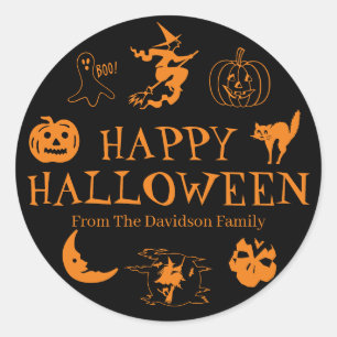 Happy Halloween customize name gift favor stickers