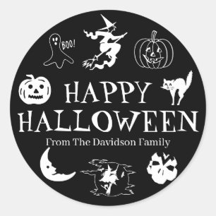Happy Halloween customize name gift favor stickers