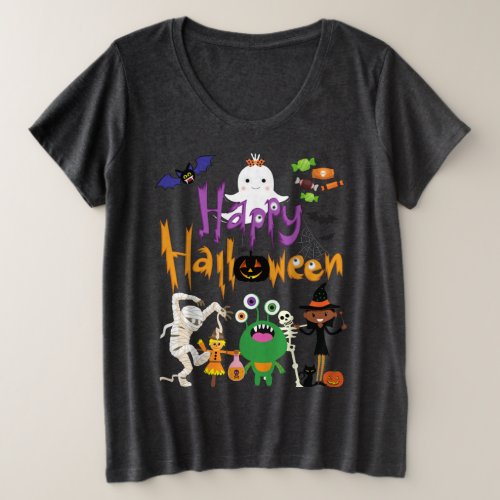 Happy Halloween Cute and Spooky   Plus Size T_Shirt