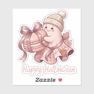 Happy Halloween Cute Autumn Harvest Ghost&Macaron Sticker