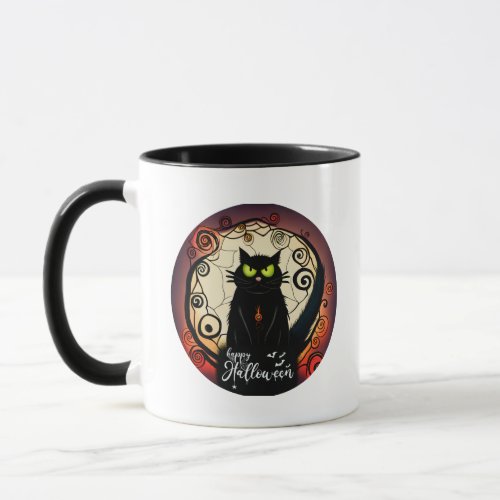 Happy Halloween Cute Black Cat Halloween Mug