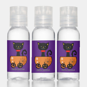 Happy Halloween   Cute Black Cat in a Wagon Hand Sanitizer