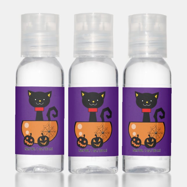 Happy Halloween | Cute Black Cat in a Wagon Hand Sanitizer (Set)