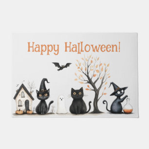 "Happy Halloween" Cute Black Cats Doormat