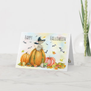 Happy Halloween Cute Cartoon Witch Mouse  Card