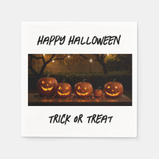 Happy Halloween, Cute Carved Pumpkins Napkins