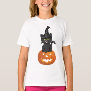 happy Halloween cute cat and pumpkin T-Shirt